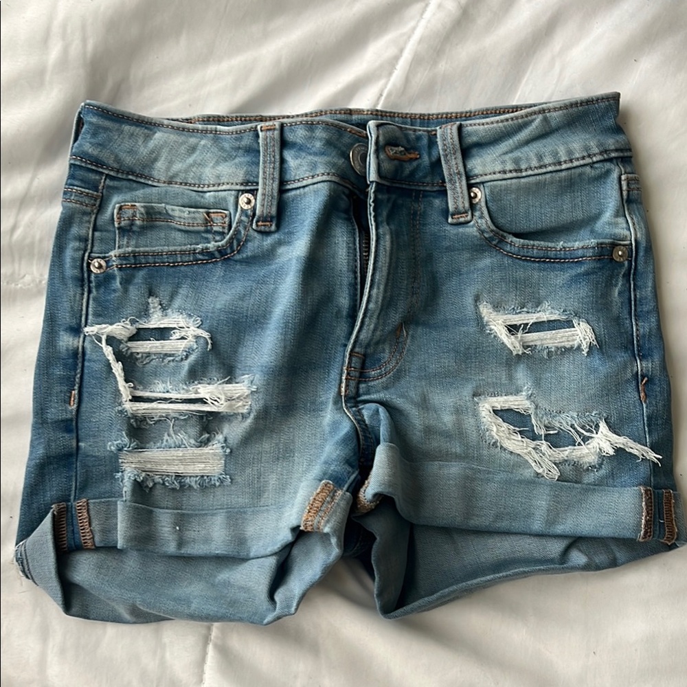 Aeropostale Blue Distressed Jean Shorts